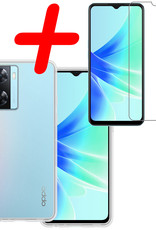 BASEY. Hoes Geschikt voor OPPO A57s Hoesje Siliconen Back Cover Case Met Screenprotector - Hoesje Geschikt voor OPPO A57s Hoes Cover Hoesje - Transparant