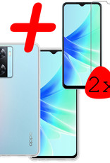 BASEY. Hoes Geschikt voor OPPO A57s Hoesje Siliconen Back Cover Case Met 2x Screenprotector - Hoesje Geschikt voor OPPO A57s Hoes Cover Hoesje - Transparant