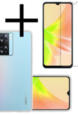 NoXx Hoes Geschikt voor OPPO A57s Hoesje Cover Siliconen Back Case Hoes Met Screenprotector - Transparant