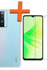 Nomfy Hoesje Geschikt voor OPPO A57s Hoesje Siliconen Cover Case Met Screenprotector - Hoes Geschikt voor OPPO A57s Hoes Back Case - Transparant