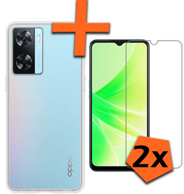 Nomfy Nomfy OPPO A57s Hoesje Siliconen Met 2x Screenprotector - Transparant
