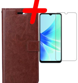 BASEY. BASEY. OPPO A17 Hoesje Bookcase Bruin Met Screenprotector