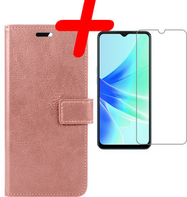 BASEY. BASEY. OPPO A17 Hoesje Bookcase Rose Goud Met Screenprotector