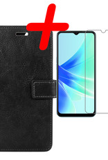 BASEY. Hoes Geschikt voor OPPO A17 Hoesje Bookcase Hoes Flip Case Book Cover Met Screenprotector - Hoesje Geschikt voor OPPO A17 Hoes Book Case Hoesje - Zwart
