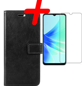 BASEY. BASEY. OPPO A17 Hoesje Bookcase Zwart Met Screenprotector