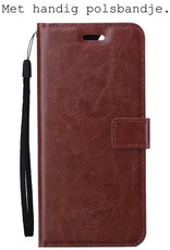 BASEY. Hoes Geschikt voor OPPO A17 Hoesje Bookcase Hoes Flip Case Book Cover Met 2x Screenprotector - Hoesje Geschikt voor OPPO A17 Hoes Book Case Hoesje - Bruin