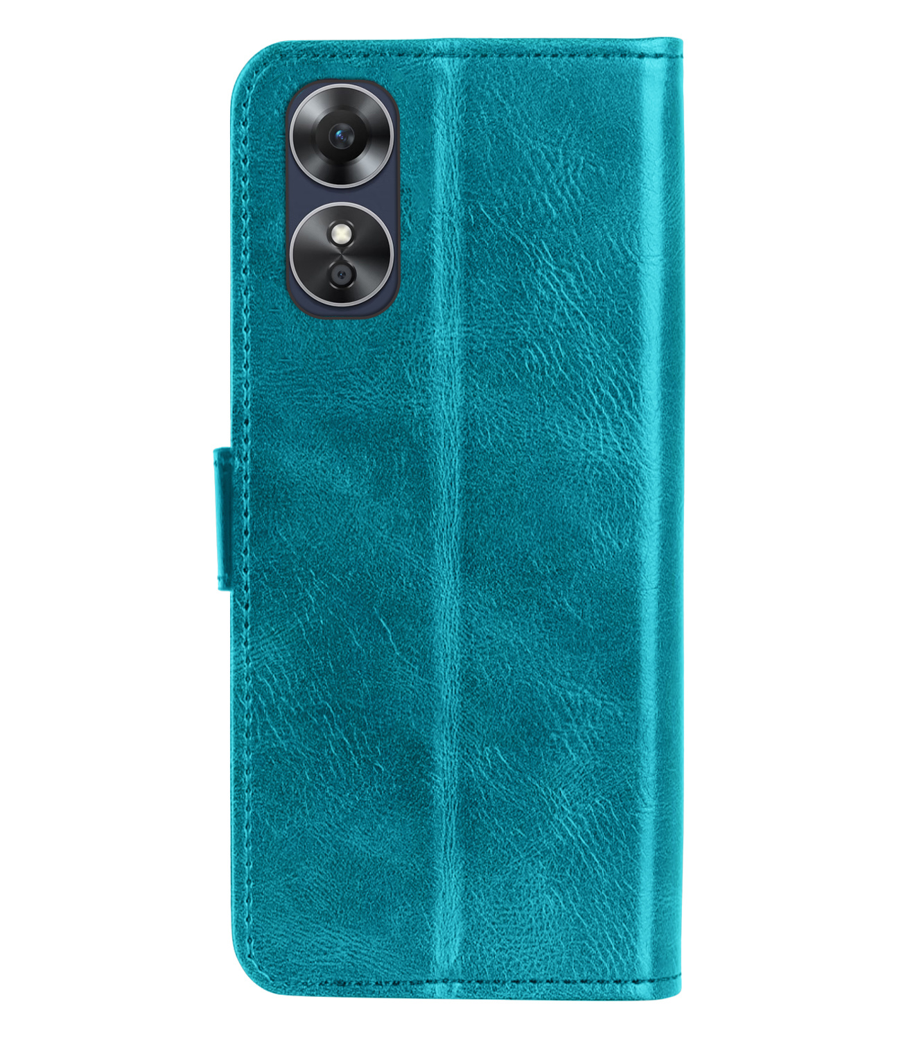 OPPO A17 Hoes Bookcase Flipcase Book Cover Met 2x Screenprotector - OPPO A17 Hoesje Book Case - Turquoise