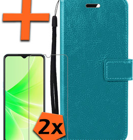 Nomfy Nomfy OPPO A17 Hoesje Bookcase Turquoise Met 2x Screenprotector