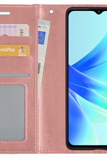 BASEY. Hoes Geschikt voor OPPO A17 Hoesje Bookcase Hoes Flip Case Book Cover Met 2x Screenprotector - Hoesje Geschikt voor OPPO A17 Hoes Book Case Hoesje - Rosé goud