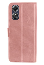 OPPO A17 Hoes Bookcase Flipcase Book Cover Met 2x Screenprotector - OPPO A17 Hoesje Book Case - Rose Goud