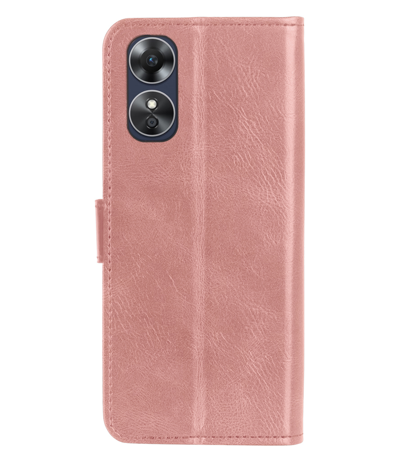 OPPO A17 Hoes Bookcase Flipcase Book Cover Met 2x Screenprotector - OPPO A17 Hoesje Book Case - Rose Goud