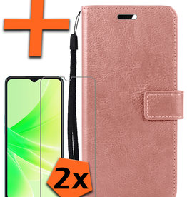 Nomfy OPPO A17 Hoesje Bookcase Rose Goud Met 2x Screenprotector