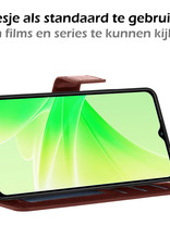 Nomfy Hoesje Geschikt voor OPPO A17 Hoes Bookcase Flipcase Book Cover Met 2x Screenprotector - Hoes Geschikt voor OPPO A17 Hoesje Book Case - Bruin