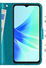 BASEY. Hoes Geschikt voor OPPO A17 Hoesje Bookcase Hoes Flip Case Book Cover Met 2x Screenprotector - Hoesje Geschikt voor OPPO A17 Hoes Book Case Hoesje - Turquoise