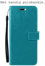 BASEY. Hoes Geschikt voor OPPO A17 Hoesje Bookcase Hoes Flip Case Book Cover Met 2x Screenprotector - Hoesje Geschikt voor OPPO A17 Hoes Book Case Hoesje - Turquoise