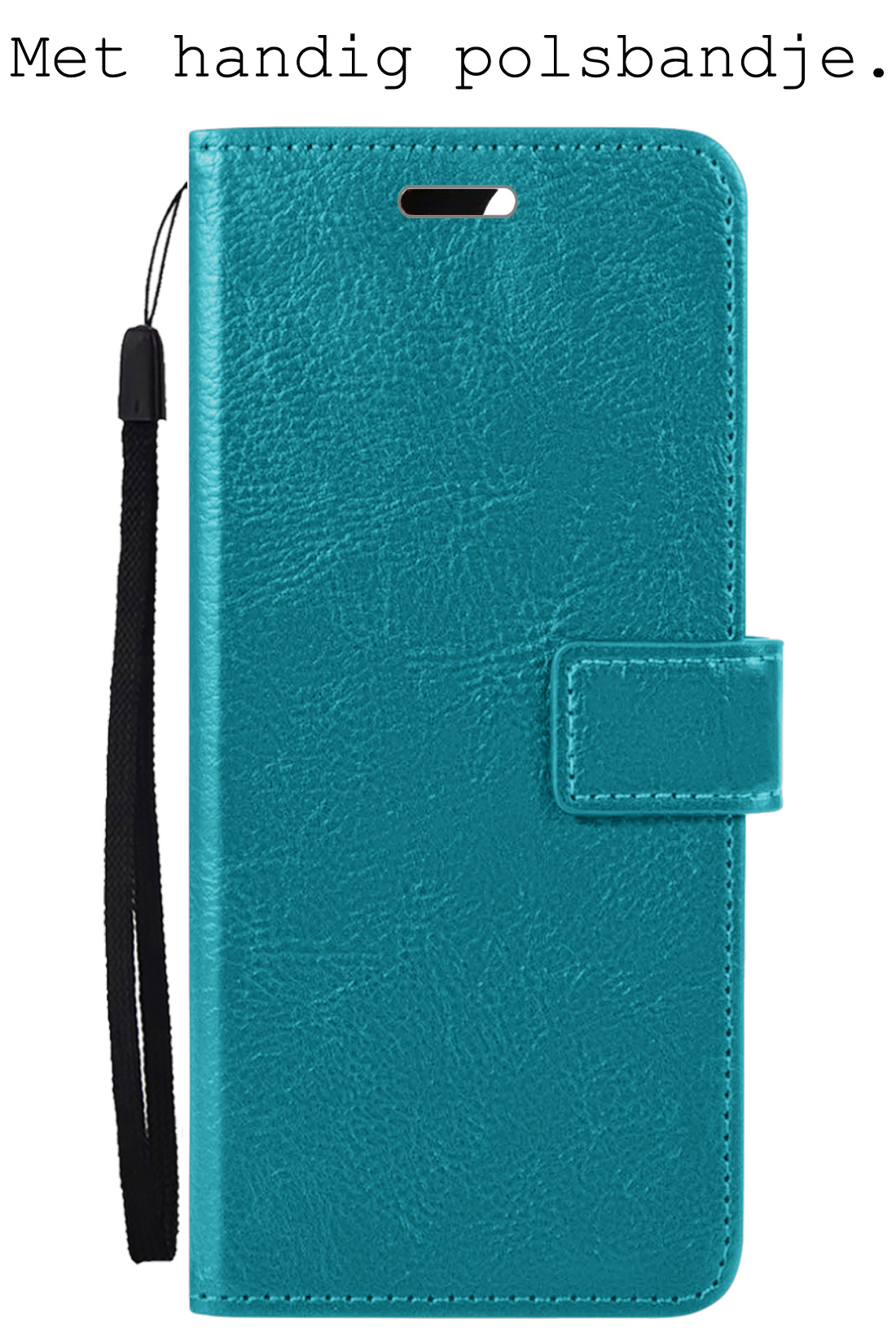 BASEY. Hoes Geschikt voor OPPO A17 Hoesje Bookcase Hoes Flip Case Book Cover Met 2x Screenprotector - Hoesje Geschikt voor OPPO A17 Hoes Book Case Hoesje - Turquoise