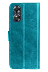 BASEY. Hoes Geschikt voor OPPO A17 Hoesje Bookcase Hoes Flip Case Book Cover Met 2x Screenprotector - Hoesje Geschikt voor OPPO A17 Hoes Book Case Hoesje - Turquoise