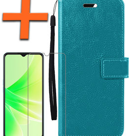 Nomfy Nomfy OPPO A17 Hoesje Bookcase Turquoise Met Screenprotector