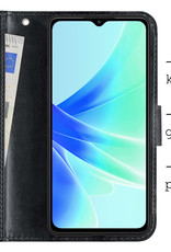 OPPO A17 Hoesje Bookcase Hoes Flip Case Book Cover 2x Met Screenprotector - OPPO A17 Hoes Book Case Hoesje - Zwart