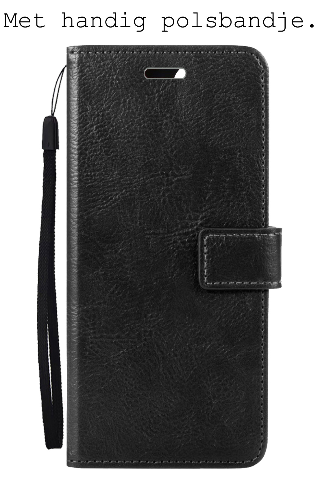 BASEY. Hoes Geschikt voor OPPO A17 Hoesje Bookcase Hoes Flip Case Book Cover Met 2x Screenprotector - Hoesje Geschikt voor OPPO A17 Hoes Book Case Hoesje - Zwart