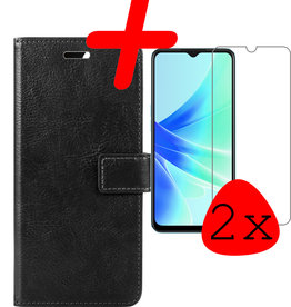 BASEY. BASEY. OPPO A17 Hoesje Bookcase Zwart Met 2x Screenprotector