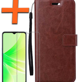 Nomfy Nomfy OPPO A17 Hoesje Bookcase Bruin Met Screenprotector