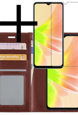NoXx Hoes Geschikt voor OPPO A17 Hoesje Book Case Hoes Flip Cover Wallet Bookcase Met Screenprotector - Bruin
