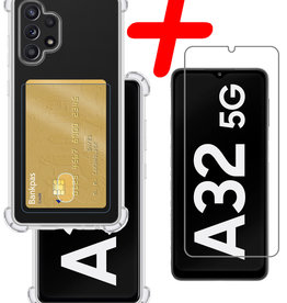BASEY. BASEY. Samsung Galaxy A32 5G Hoesje Shockproof Pashouder Met Screenprotector