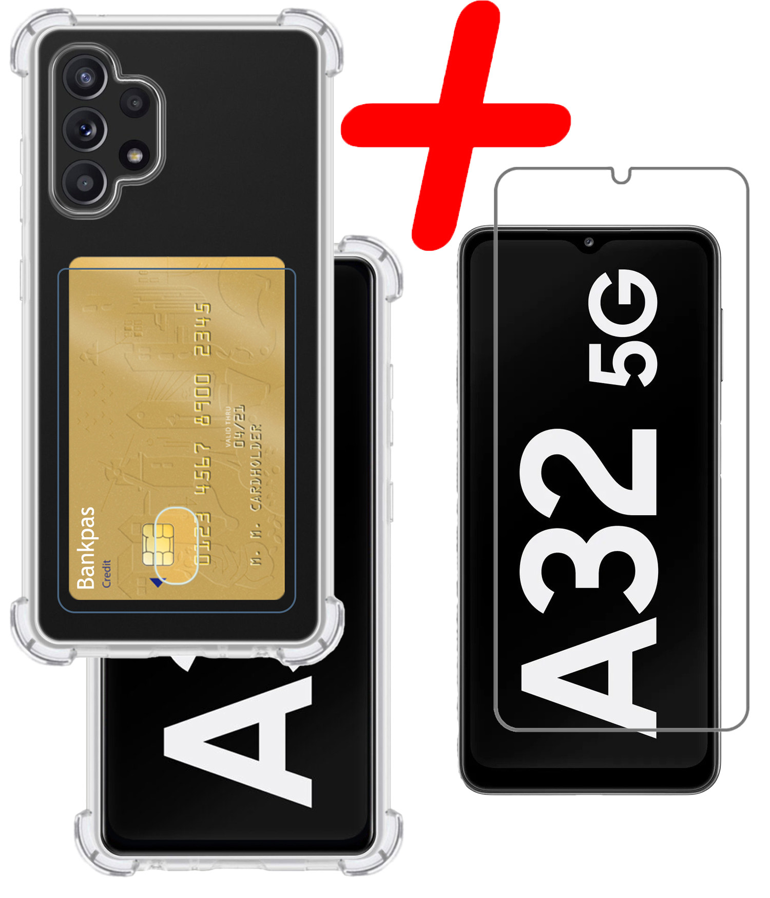 BASEY. Hoes Geschikt voor Samsung A32 5G Hoesje Shock Proof Case Hoes Met Screenprotector - Hoesje Geschikt voor Samsung Galaxy A32 5G Hoes Cover Shockproof - Transparant