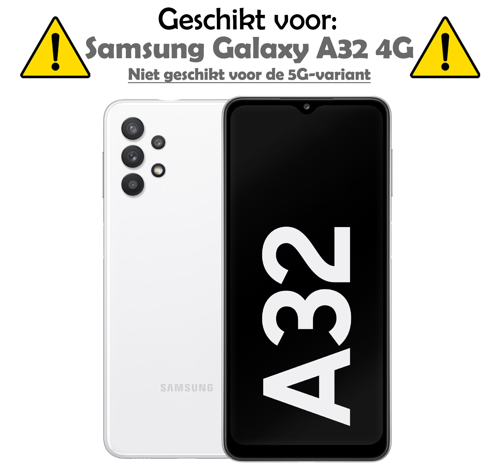 BASEY. Samsung Galaxy A32 5G Hoesje Shock Proof Case Met Pasjeshouder Met Screenprotector - Samsung A32 5G Case Pashouder Shock Hoes - Transparant