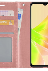 NoXx Hoes Geschikt voor OPPO A17 Hoesje Book Case Hoes Flip Cover Wallet Bookcase Met Screenprotector - Rosé goud