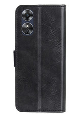 NoXx Hoes Geschikt voor OPPO A17 Hoesje Book Case Hoes Flip Cover Wallet Bookcase Met 2x Screenprotector - Zwart