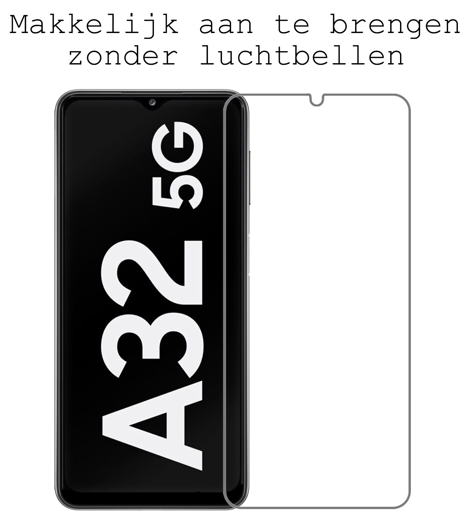 BASEY. Hoes Geschikt voor Samsung A32 5G Hoesje Shock Proof Case Hoes Met Screenprotector - Hoesje Geschikt voor Samsung Galaxy A32 5G Hoes Cover Shockproof - Transparant