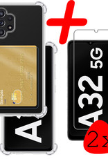 BASEY. Hoes Geschikt voor Samsung A32 5G Hoesje Shock Proof Case Hoes Met 2x Screenprotector - Hoesje Geschikt voor Samsung Galaxy A32 5G Hoes Cover Shockproof - Transparant