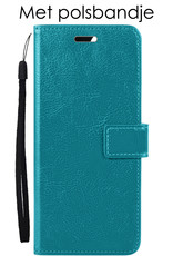 NoXx Hoes Geschikt voor OPPO A17 Hoesje Book Case Hoes Flip Cover Wallet Bookcase Met Screenprotector - Turquoise