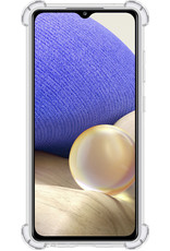 NoXx Samsung Galaxy A32 5G Hoesje Transparant Cover Shock Proof Case Hoes Met Kaarthouder Pasjeshouder Met Screenprotector