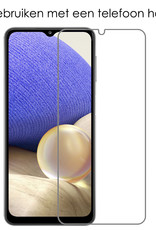 NoXx Hoes Geschikt voor Samsung A32 5G Hoesje Pasjeshouder Cover Shock Proof Case Siliconen Hoes Met Kaarthouder Met Screenprotector - Transparant