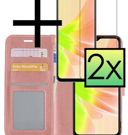 NoXx NoXx OPPO A17 Hoesje Bookcase Rose Goud Met 2x Screenprotector