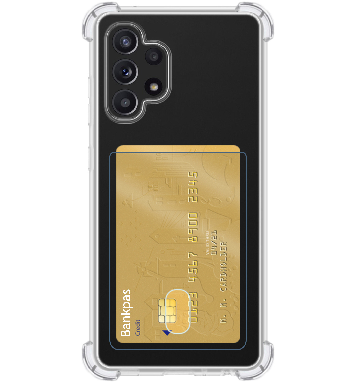 NoXx Hoes Geschikt voor Samsung A32 5G Hoesje Pasjeshouder Cover Shock Proof Case Siliconen Hoes Met Kaarthouder Met 2x Screenprotector - Transparant