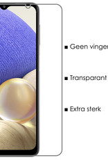 NoXx Hoes Geschikt voor Samsung A32 5G Hoesje Pasjeshouder Cover Shock Proof Case Siliconen Hoes Met Kaarthouder Met 2x Screenprotector - Transparant