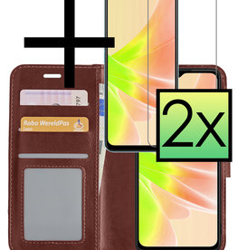 NoXx NoXx OPPO A17 Hoesje Bookcase Bruin Met 2x Screenprotector