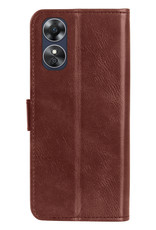 NoXx Hoes Geschikt voor OPPO A17 Hoesje Book Case Hoes Flip Cover Wallet Bookcase Met 2x Screenprotector - Bruin