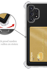 Nomfy Hoesje Geschikt voor Samsung A32 5G Hoesje Pasjeshouder Shockproof Pas Houder Met 2x Screenprotector - Hoesje Geschikt voor Samsung Galaxy A32 5G Hoes Met Kaarthouder - Transparant
