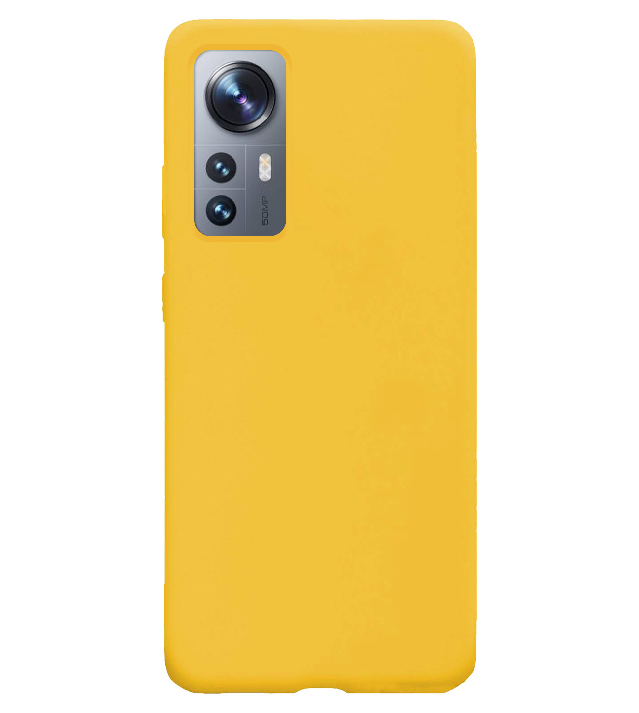 NoXx Hoes Geschikt voor Xiaomi 12 Hoesje Cover Siliconen Back Case Hoes Met Screenprotector - Geel