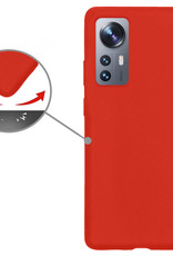 Nomfy Xiaomi 12 Hoesje Siliconen Case Back Cover Met Screenprotector - Xiaomi 12 Hoes Cover Silicone - Rood
