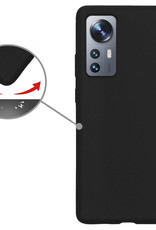 Nomfy Xiaomi 12 Hoesje Siliconen Case Back Cover Met Screenprotector - Xiaomi 12 Hoes Cover Silicone - Zwart