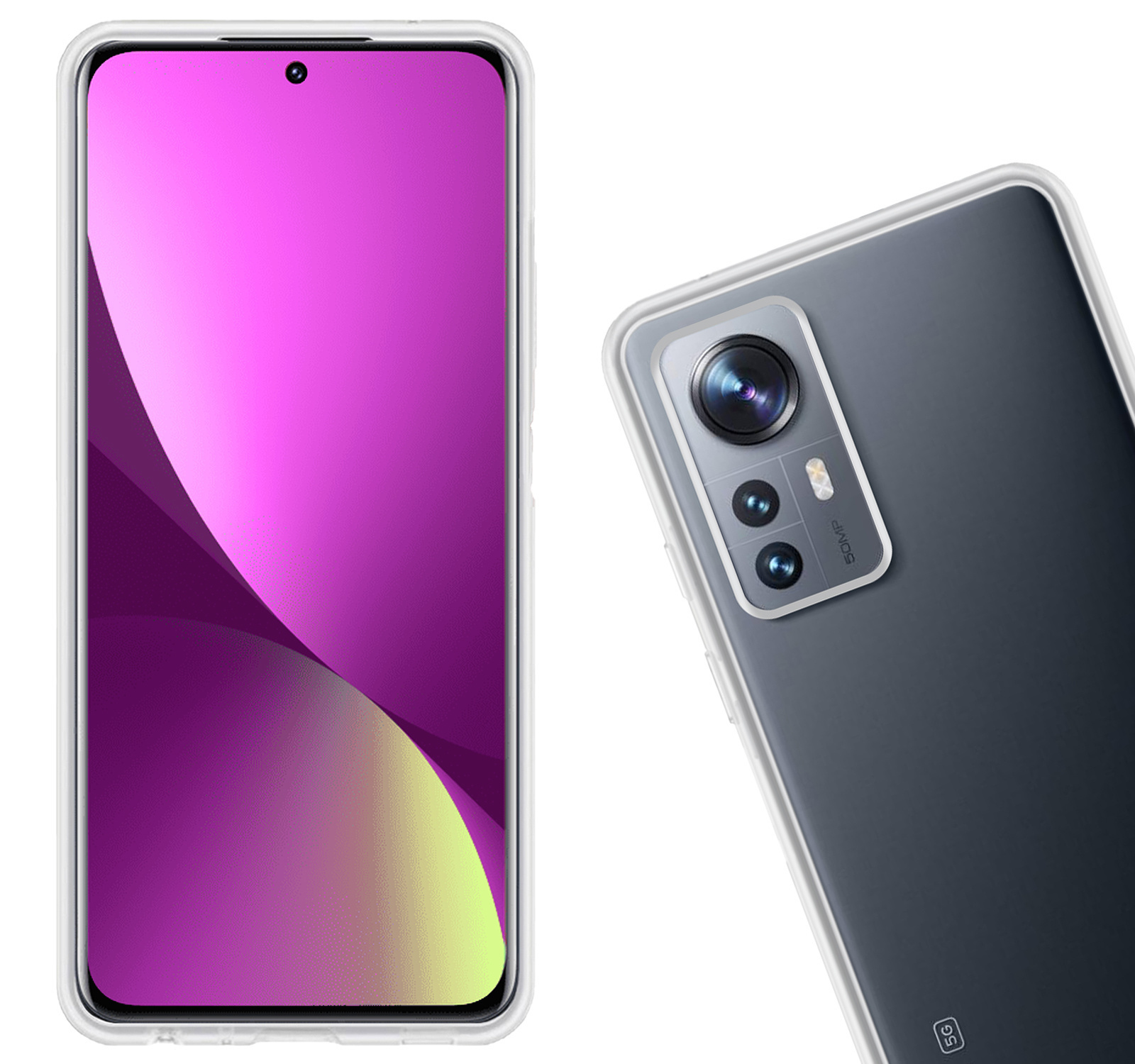 Nomfy Hoesje Geschikt voor Xiaomi 12 Hoesje Siliconen Cover Case Met 2x Screenprotector - Hoes Geschikt voor Xiaomi 12 Hoes Back Case - Transparant