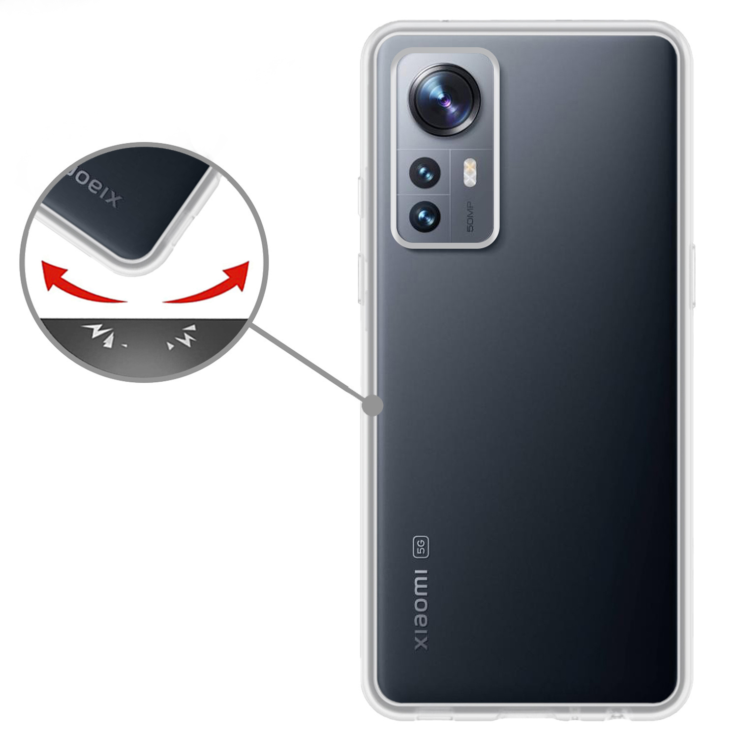 Nomfy Hoesje Geschikt voor Xiaomi 12 Hoesje Siliconen Cover Case Met 2x Screenprotector - Hoes Geschikt voor Xiaomi 12 Hoes Back Case - Transparant