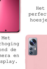 BASEY. Hoes Geschikt voor Xiaomi 12X Hoesje Siliconen Back Cover Case Met Screenprotector - Hoesje Geschikt voor Xiaomi 12X Hoes Cover Hoesje - Roze