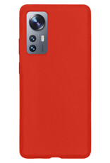 NoXx Hoes Geschikt voor Xiaomi 12X Hoesje Cover Siliconen Back Case Hoes Met Screenprotector - Rood